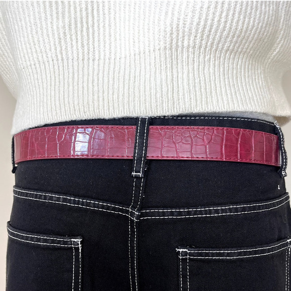 Y2k 2000s classic snakeskin red & silver star boho belt - Picture 3 of 7